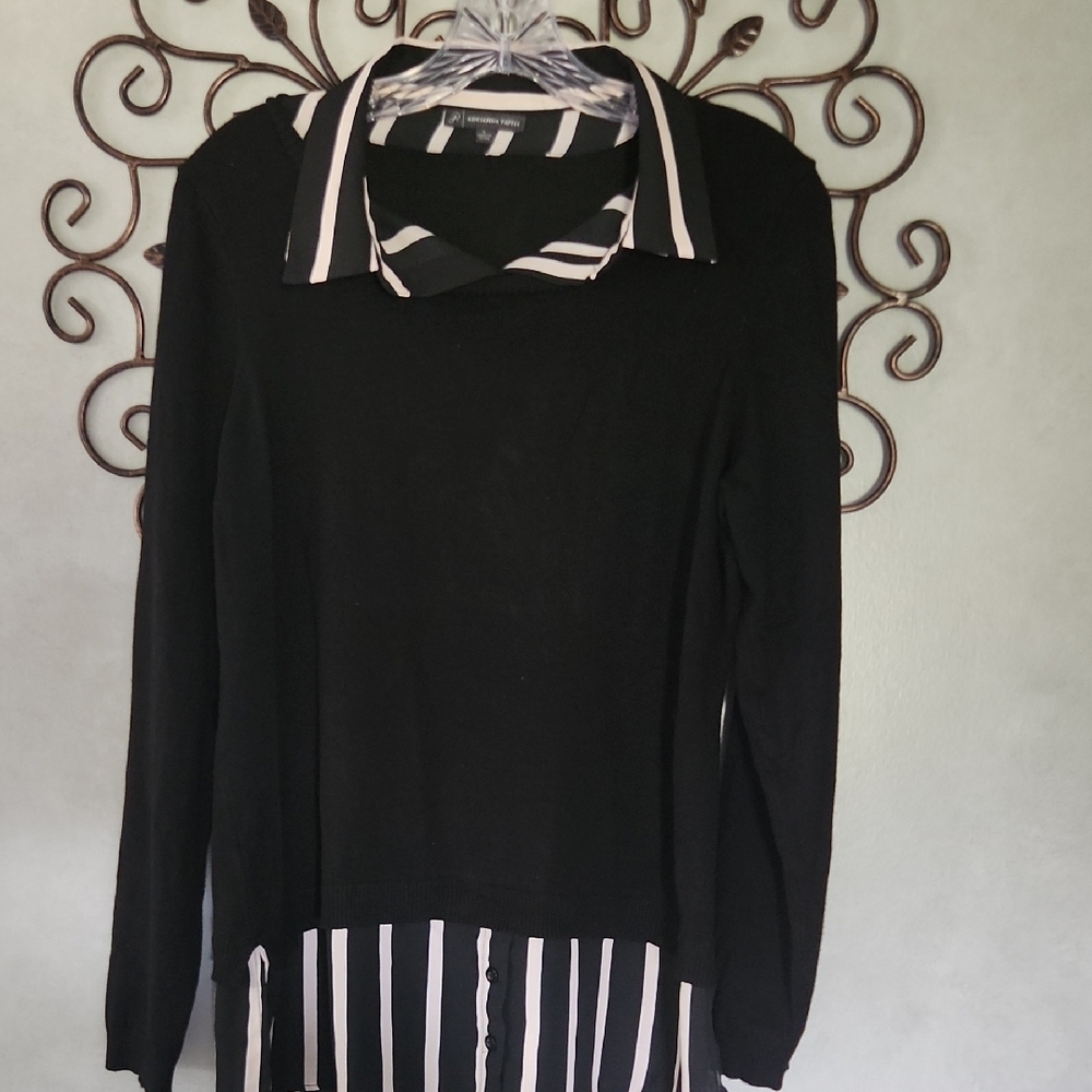 Black and Cream Striped Sweater